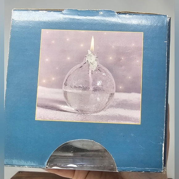 Vintage Traditions Hand Blown Glass Oil Lamp Clear White Pearl Iridescent NIB - Picture 5 of 16